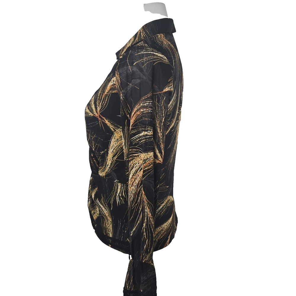 AIDEN Black Print Chiffon Twist Ruffle Shell Top Size Small S - Picture 3 of 8